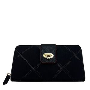 VERA BRADLEY - BLACK NYLON PREPPY POLLY LONG ZIP WALLET